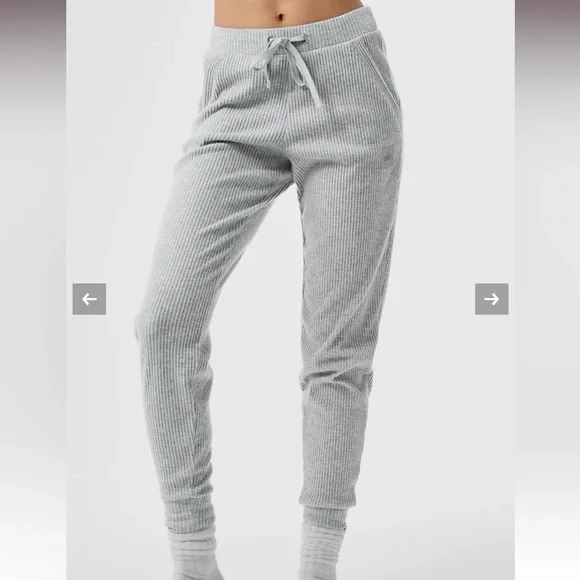 Alo Gray Ribbed Joggers Muse sweatpants - Picture 1 of 2